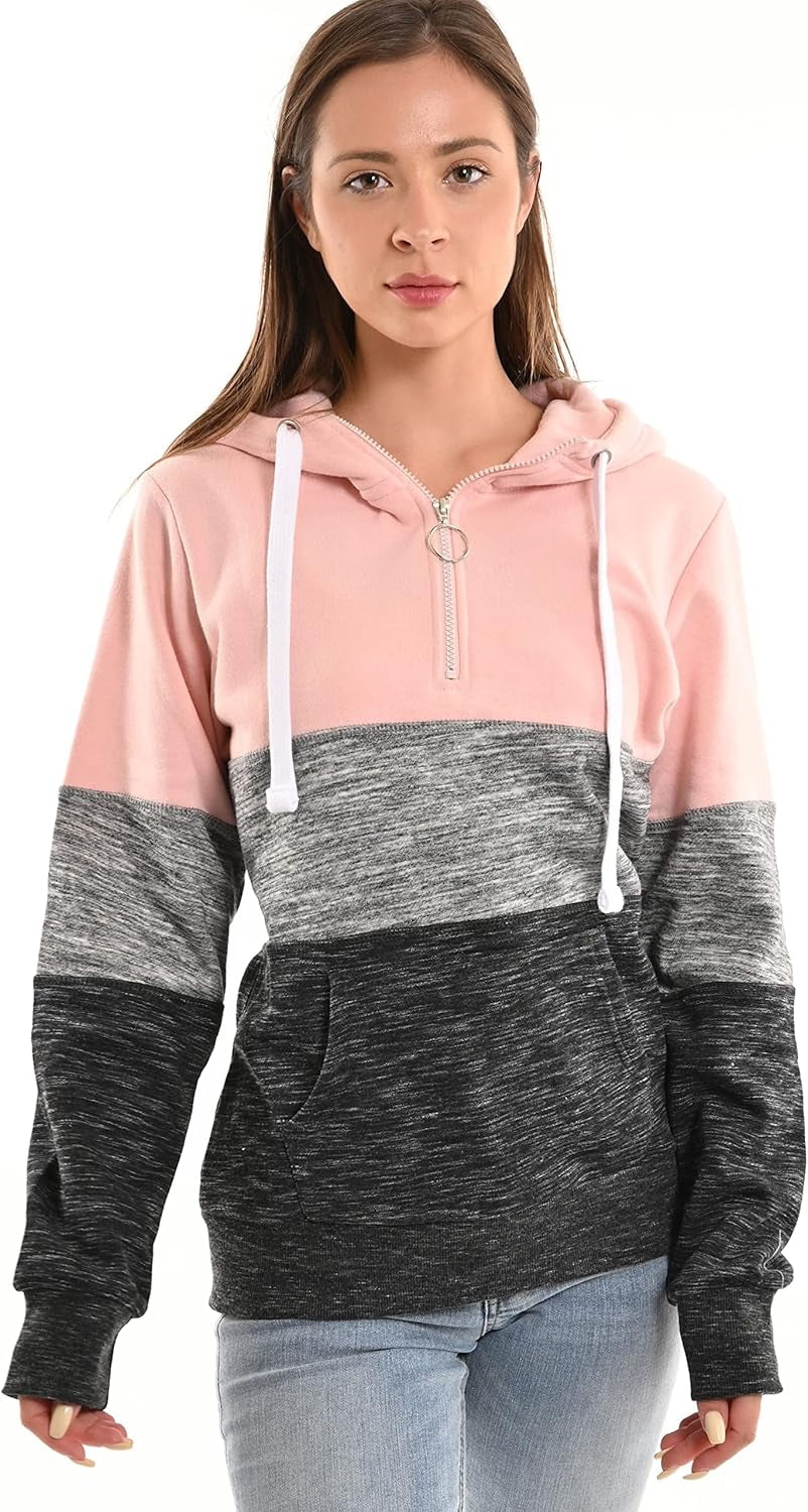 Women'S Ultra Soft Fleece Long Sleeve Active Cozy Lightweight 1/4 Zip-Up Pullover Hoodie