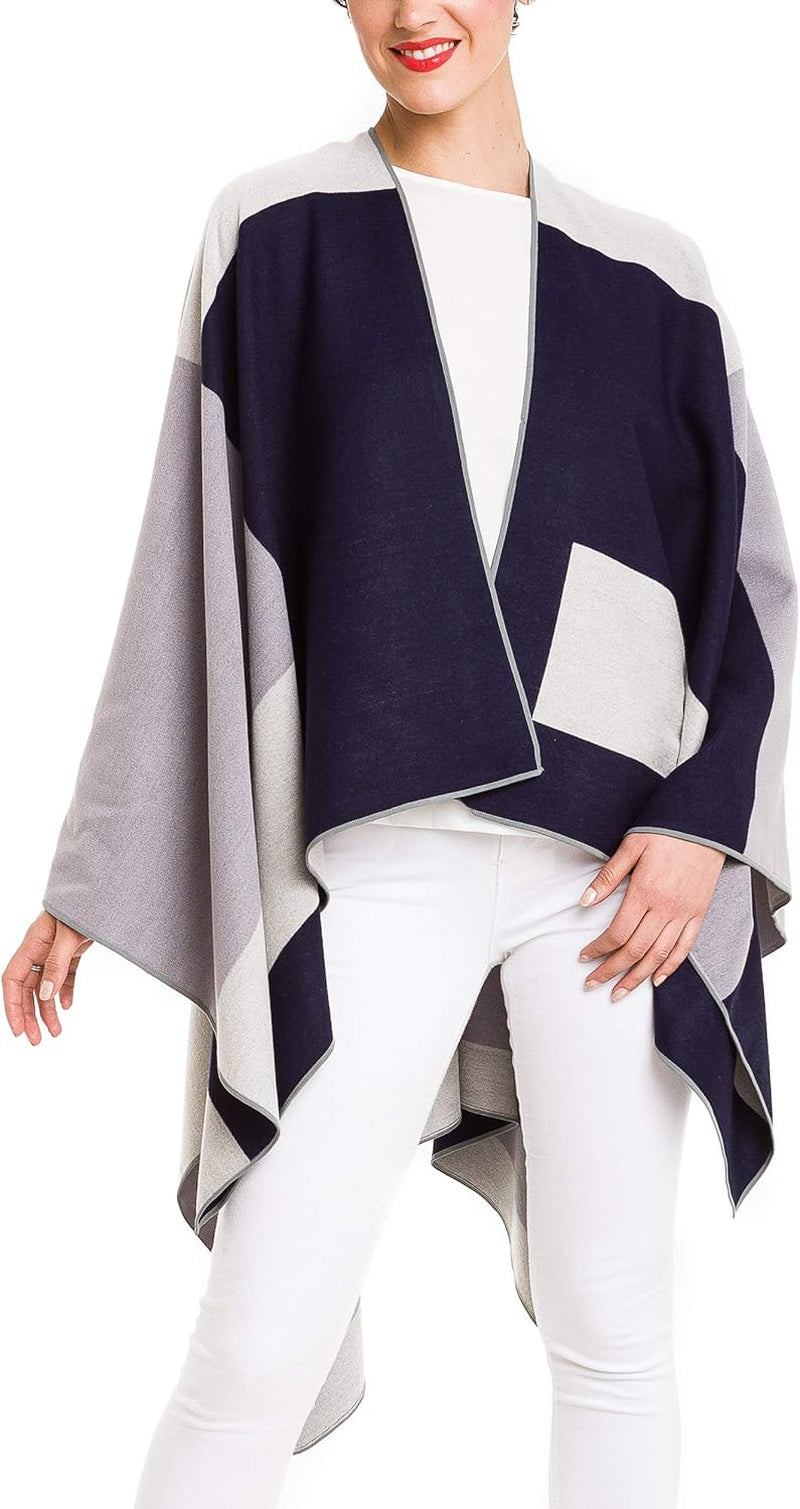 Women'S Shawl Wrap Poncho Ruana Cape Cardigan Sweater Open Front for Fall Winter