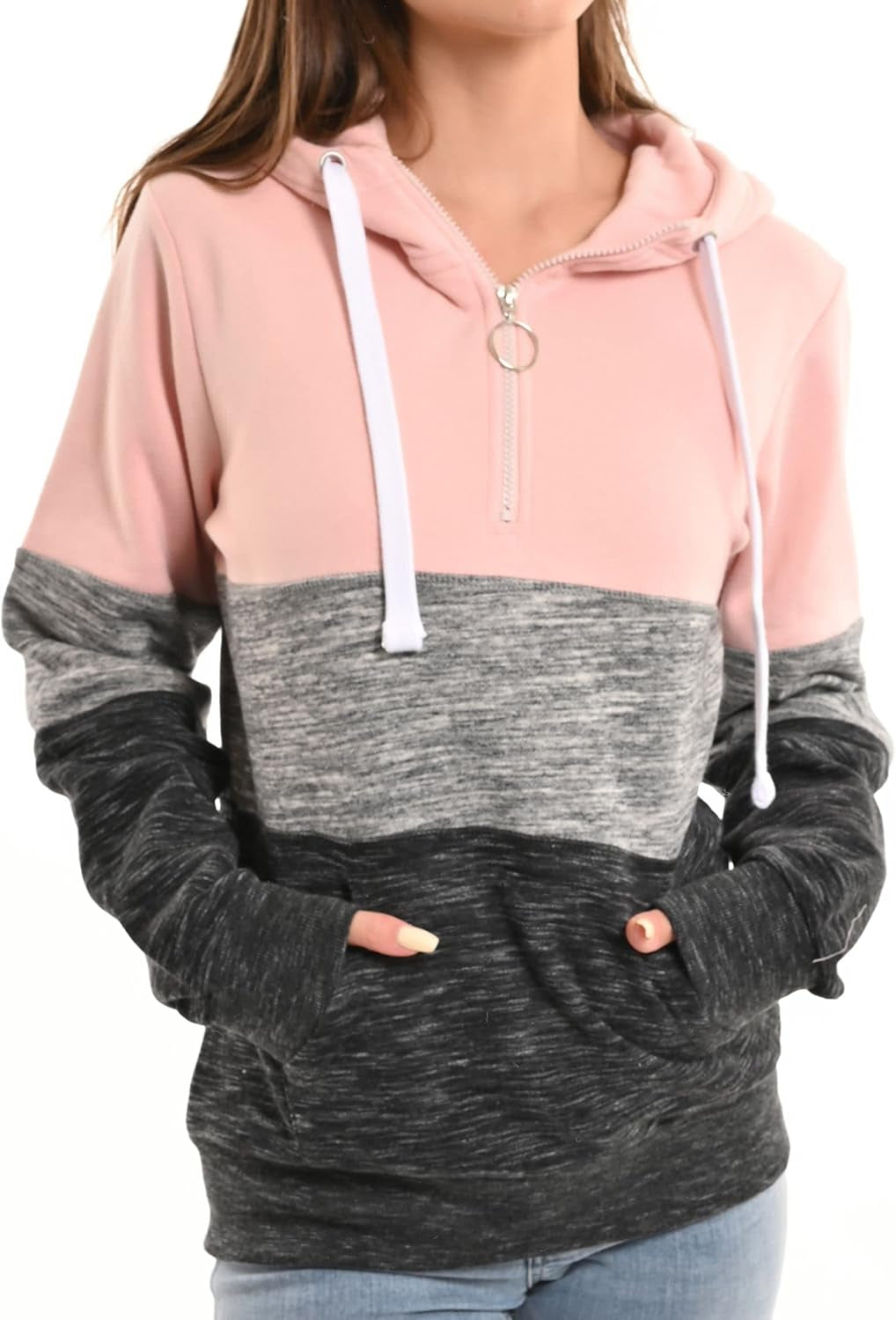 Women'S Ultra Soft Fleece Long Sleeve Active Cozy Lightweight 1/4 Zip-Up Pullover Hoodie