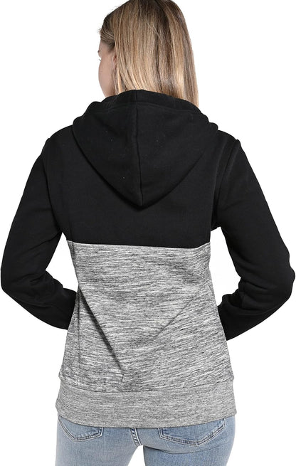 Women'S Ultra Soft Fleece Comfortable Lightweight Casual Active Stylish Two Color Block 1/4 Zip up Pullover Hoodie Sweatshirt, Black, X-Small