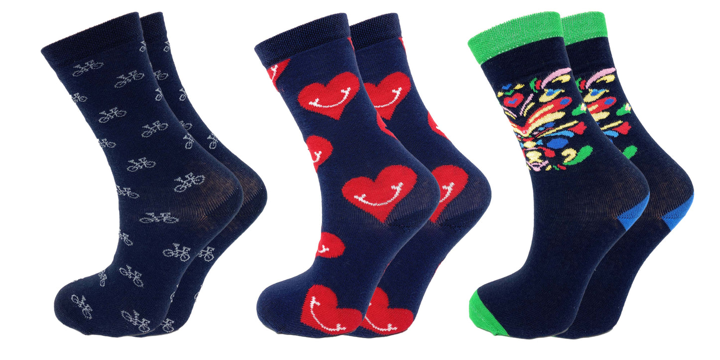 3 Pairs Colorful Fun Crazy Crew Dress Socks for Men and Women Cotton Blend