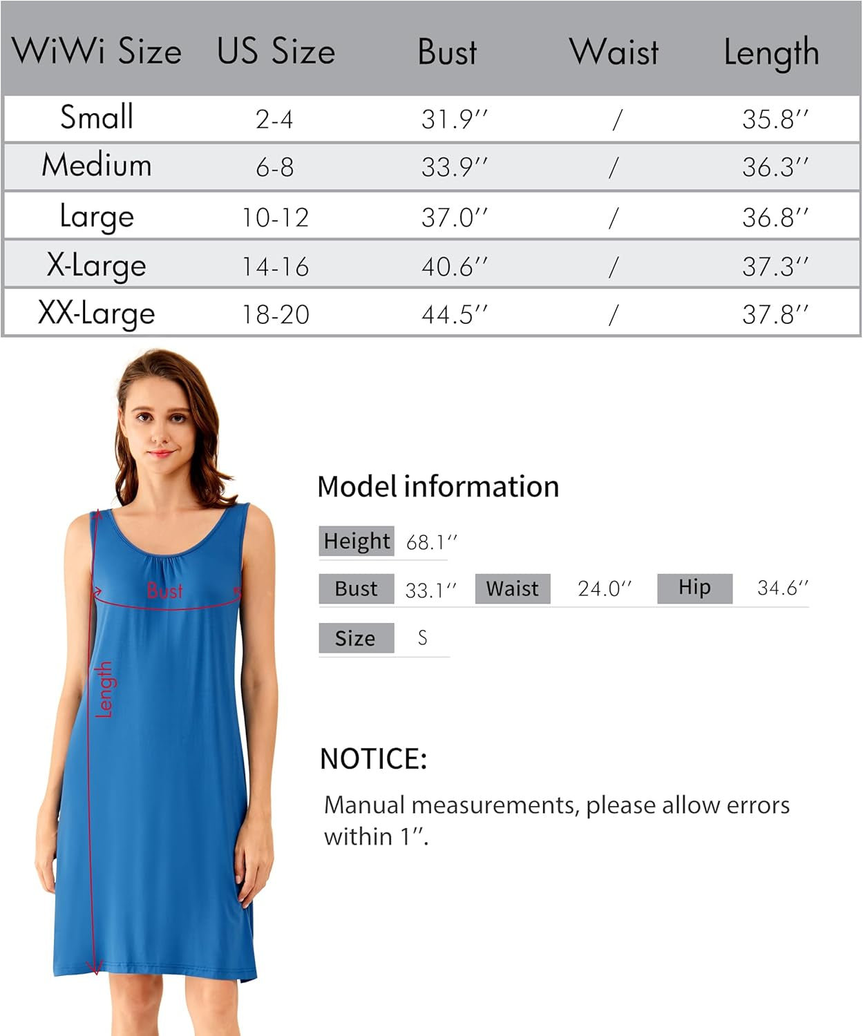 Nightgown for Women Cooling Sleeveless Sleepwear V Neck Sleep Shirt plus Size Tank Pajamas Dress S-4X