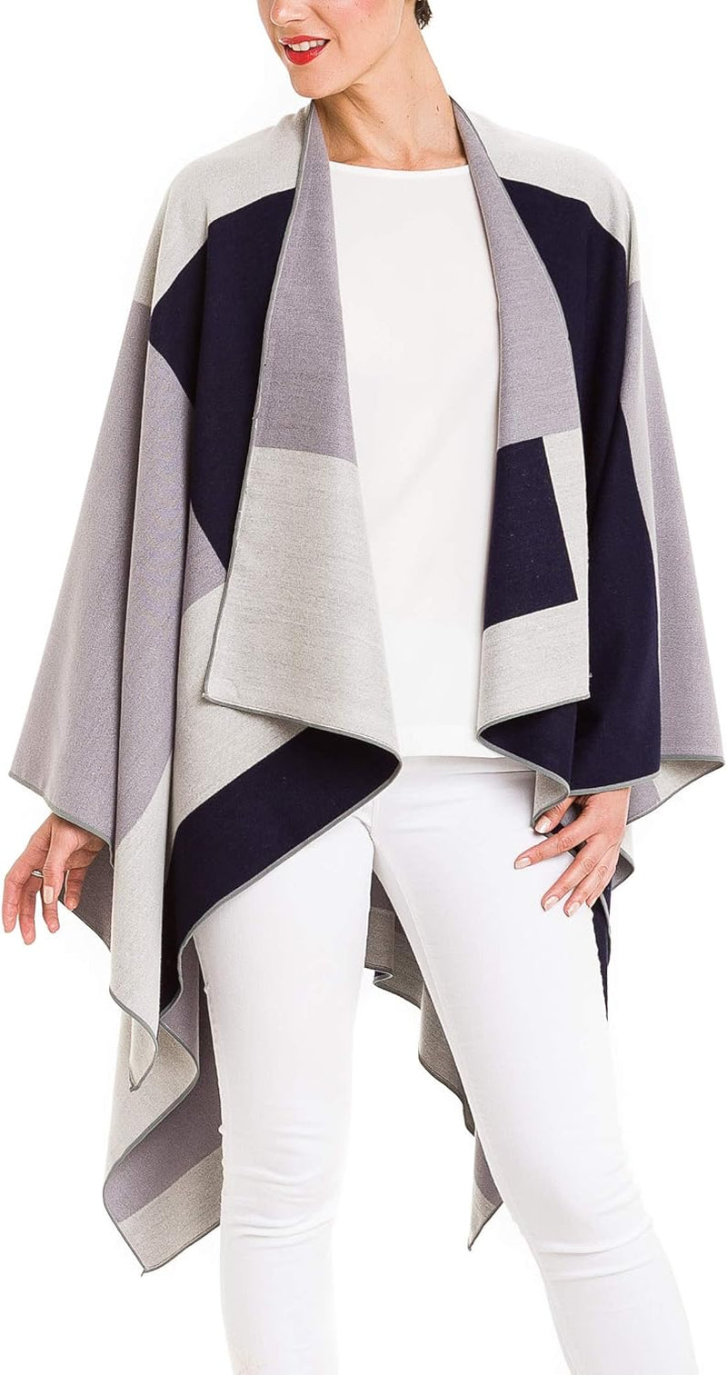 Women'S Shawl Wrap Poncho Ruana Cape Cardigan Sweater Open Front for Fall Winter