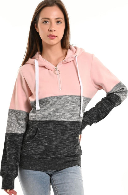 Women'S Ultra Soft Fleece Long Sleeve Active Cozy Lightweight 1/4 Zip-Up Pullover Hoodie